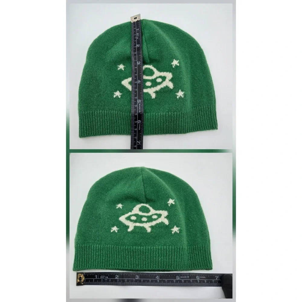 Gucci Kids Green GG UFO Star Knit Beanie Hat Italy 748423 4K206 3178 Size S
